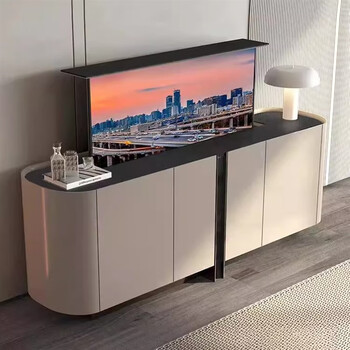 郦狼激光电视柜自动隐藏柜 意式轻奢电动遥控升降电视柜一体式隐藏款