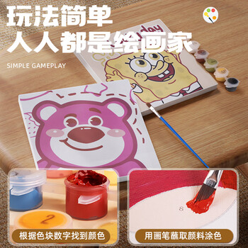 空色（Kongse）库洛米数字油画diy填涂色动漫卡通儿童画挂画手绘画像生日伴手油彩画客厅美育工具