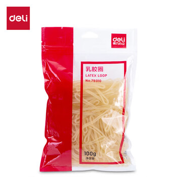 得力(deli)100g耐用弹力橡皮筋/乳胶圈/橡皮圈/捆扎胶圈 财务办公用品 79310