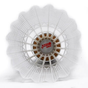 红双喜DHS尼龙羽毛球耐打塑料训练羽球6只装白色EG61