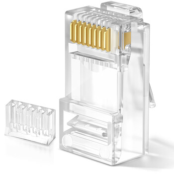 TP-LINK 网络水晶头 六类50u镀金二件套组合式非屏蔽电脑网线头工程级RJ45线缆连接器100个/盒 TL-EH602-100