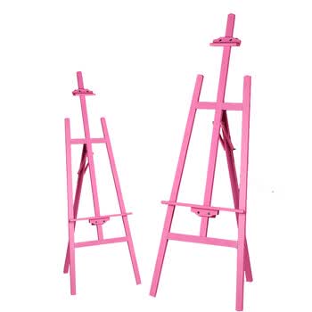御杰【全网低价】御杰1.5米粉色实木画架可调节油画素描画架广告展架美术写生便携可折叠支架年会展架