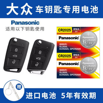 松下（Panasonic）大众迈腾速腾朗逸宝来途观帕萨特桑塔纳polo高尔夫7/8捷达威然探岳探歌途岳途昂凌渡度车钥匙电池 看车钥匙图片选择CR2025 两粒套装