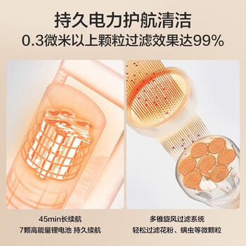 松下（Panasonic）吸尘器 家用无线手持除螨扫地机 轻量机身强劲吸力 地毯猫狗全屋吸毛除毛  MC-A10V