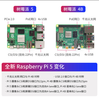 LOBOROBOT 树莓派5 官方原装开发板5代主板LINUX套件电脑AI编程主板Raspberry Pi 5