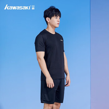 kawasaki/川崎运动休闲短袖T恤男子速干吸湿排汗运动服训练系列圆领上衣健身服 ST-K3043 黑色 2XL 
