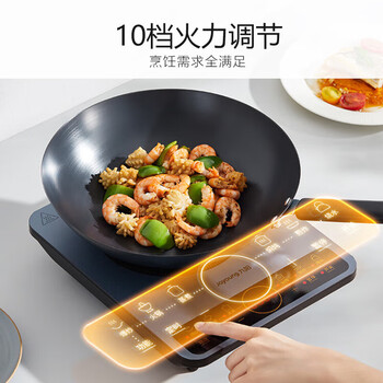 九阳（Joyoung）电磁炉套装电磁灶电池炉2200W家用带锅一键爆炒定时功能年炫彩大面板配汤锅炒锅