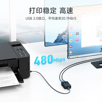 迈拓维矩（MT-viki）usb打印机共享器自动一拖二usb切换器二进一出usb集线器2口分线器 MT-SW221-CH