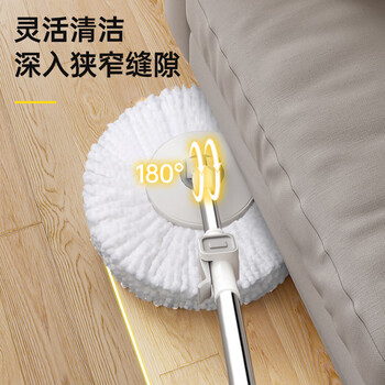 家杰优品省力拖把杆旋转加粗拖把盘尘推杆圆拖把头配件杆盘套装不含拖把头