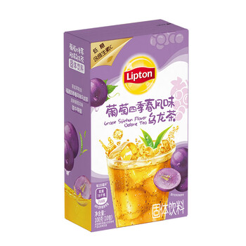 立顿冷泡冰饮果汁粉 葡萄风味四季春茶固体饮料 10条装100g