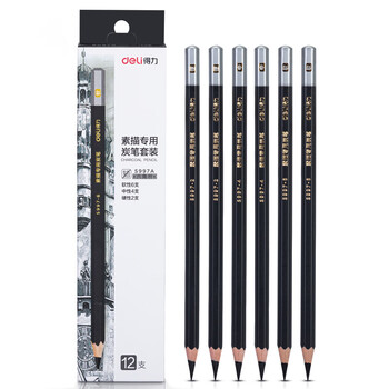 得力(deli)素描炭笔初学者碳笔软中硬三种硬度绘画美术生专用12支/盒S997A涂鸦划线热门商品 得力(deli)素描炭笔初学者碳笔软中硬三种硬度绘画美术生专用12支/盒S997A涂鸦划线热门商品