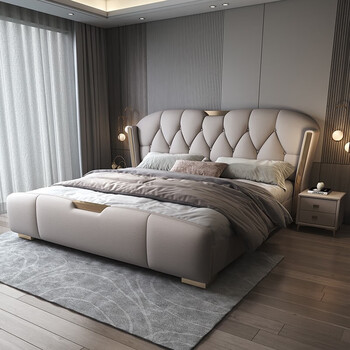 欧礼意式高端豪华真皮床轻奢现代简约主卧1.