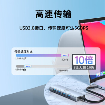 惠普（HP）拓展坞USB3.0分线器HUB集线器多功能扩展坞笔记本电脑一拖四转换器转接头延长线 
