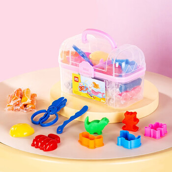 得力(deli)24色彩泥 学生橡皮泥美术手工DIY盒装黏土工具套装玩具非轻型粘土儿童开学文具生日礼物粉色