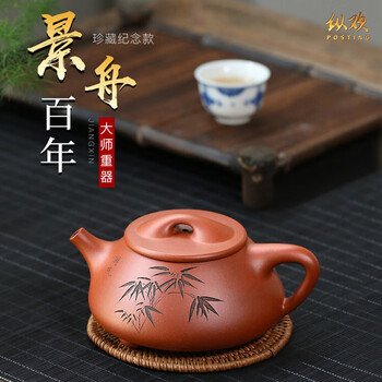 中国茶器　紫砂壺　宜興 在銘 朱泥 菊形 急須 底款：顧景舟 中国茶器 紫砂壺 宜興 在銘 朱泥 菊形 急須 底款：顧景舟 - メルカリ