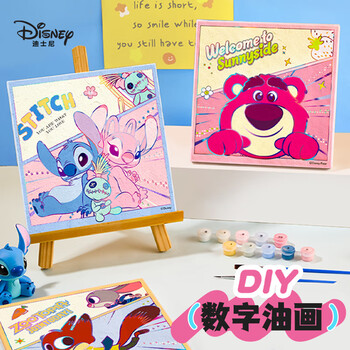 迪士尼（Disney）数字油画diy手工填涂色动漫卡通人物儿童数字油画卡通画尼克疯狂动物城周边文具礼盒女孩生日礼物