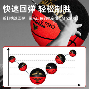 斯伯丁炙热赛事篮球双色吸湿皮料防滑耐磨超级高手标准7号篮球77-200Y