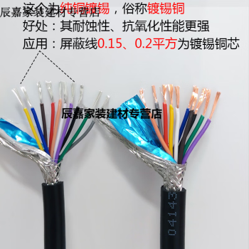 迎科电缆国标八芯十芯RVVP8芯10芯*0.2 0.3 0.5 0.75屏蔽信号控制 8芯0.2平方屏蔽线