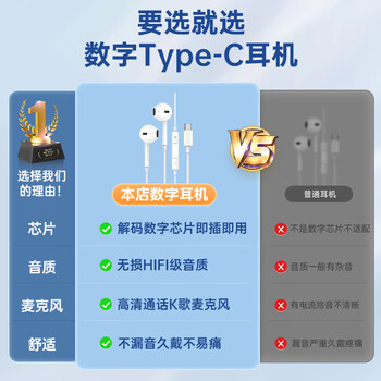 智国者【热销1000W+】有线耳机type-c接口数字音频手机带线2026最新款半入耳hifi适用华为苹果17iphone15
