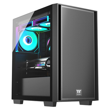 Thermaltake（Tt）启航者F4 黑色 Mini小机箱水冷电脑主机（支持MATX主板/钢化玻璃侧透/铁网面板/支持背线）