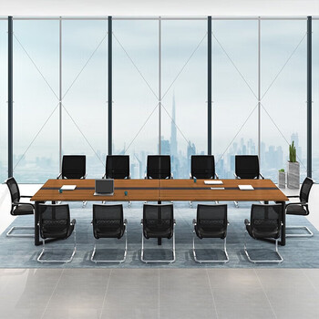圣黎办公桌会议桌长桌简约现代长方形培训洽谈桌2.4米+8把椅