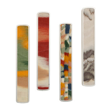 漢墨 镀银木韵镇尺镇纸 创意压纸书法木韵文镇墨影单支10cm 文房四宝桌面用毛笔笔架摆件