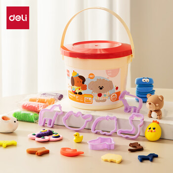 得力(deli)24色彩泥 橡皮泥玩具手工DIY盒装黏土套装非轻型粘土手提收纳盒装儿童生日开学文具