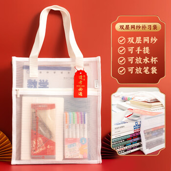 晨光(M&G)文具学生补习袋 金刚网纱考试透明手提袋文件袋补课包学习作业袋 考公考研国考