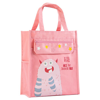 得力(deli)学生补习袋 可爱小饿魔多功能手提购物袋拎书带 儿童课外美术补课书包 粉色