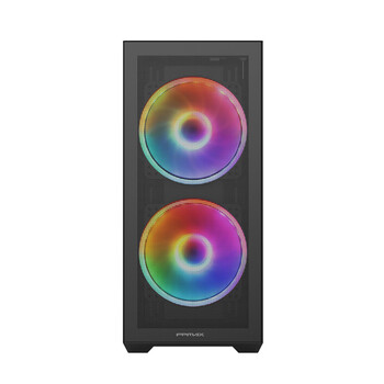 FPMAX风之灵H803台式电脑机箱USB3.0预装16cm双风扇钢化玻璃M-ATX/ATX主板280/240水冷支持tpye-c黑色