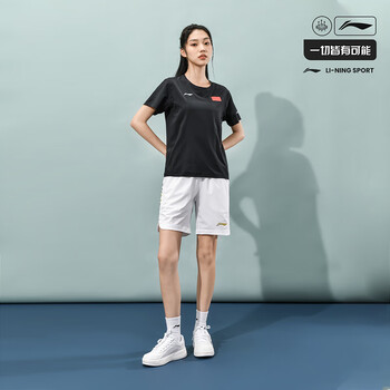 李宁（LI-NING）乒乓球服国家队荣耀国旗速干T恤训练运动服短袖文化衫上衣 XS 