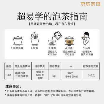福茗源 茶叶 福鼎白茶寿眉 2015年饼干茶罐装200g小茶饼老白茶叶自己喝