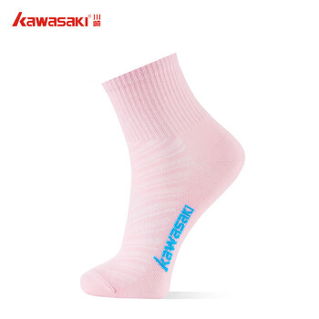 川崎（KAWASAKI）羽毛球袜跑步透气女款运动袜A6202 粉紫蓝(三双装) 均码