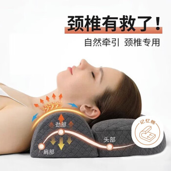 艾薇枕头颈椎枕按摩器富贵包颈椎病专用抗菌记忆棉枕芯 一只装 灰色