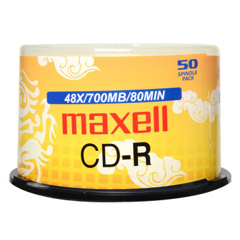 麦克赛尔（Maxell）CD-R光盘 刻录盘  光盘空白 光碟 48速700M 龙纹金盘桶装50片