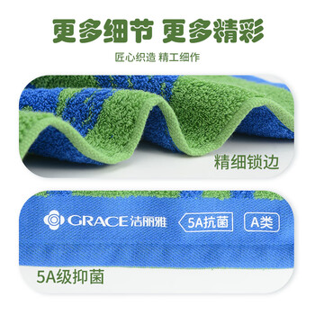 洁丽雅（Grace）纯棉儿童方巾毛巾抑菌可爱动物面巾便携洗脸小手帕运动 四条装