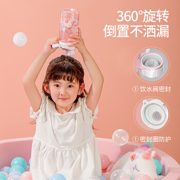 JEKO&JEKO儿童水杯夏季直饮小学生宝宝塑料杯运动水杯男女水壶 450mL独角兽