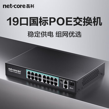 磊科（netcore）SG18P 16口百兆POE交换机2个千兆上联口+1个SFP光口 非网管型监控网络分线器 企业级交换器