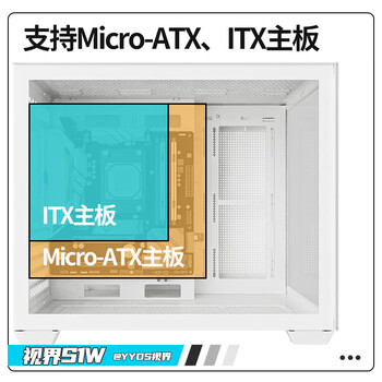 长城（Great Wall）视界S1白色无立柱海景房机箱（MATX主板/双面玻璃/360水冷位/9风扇位/U3）