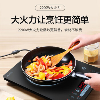 美的（Midea）电磁炉 家用多功能电磁灶 2200W大功率 4D防水一体面板全触摸屏 CCL2203A 黑色