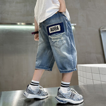 lokcviem男童夏装裤子2024新款中大儿童装夏季牛仔七分裤夏款男孩薄款