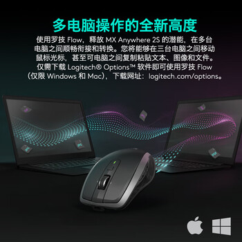 罗技（Logitech）大师系列MX Anywhere 2S 企业级无线蓝牙 便携办公笔记本电脑鼠标 多设备切换 蓝牙版【团单优惠】