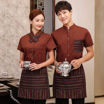 短袖火锅店服务员工作服男女面包蛋糕店奶茶店水吧服装咖啡厅酒店服务