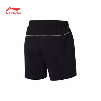 李宁（LI-NING）羽毛球服男款短裤运动跑步裤黑色M码AAPR079-3黑色 XXL
