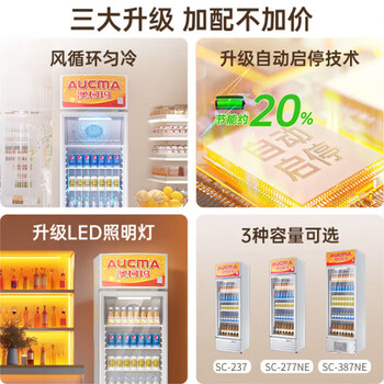 澳柯玛（AUCMA） 277升立式单门冷藏展示柜超市饮料啤酒保鲜柜茶叶水果陈列冰柜冷柜 一级能效 SC-277NE