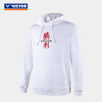 VICTOR威克多胜利羽毛球服男女同款帽衫卫衣T15106 白色 O VICTOR威克多胜利羽毛球服男女同款帽衫卫衣T15106 白色 O