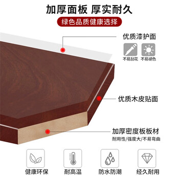 94027 领导办公桌班台贴实木皮油漆老板桌1.6米+侧柜+活动柜