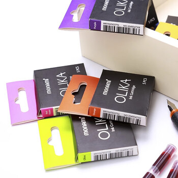 【开学必备】慕那美（monami）OLIKA彩色钢笔墨囊 透明墨胆手账钢笔原配墨囊5支装 蓝色02099T