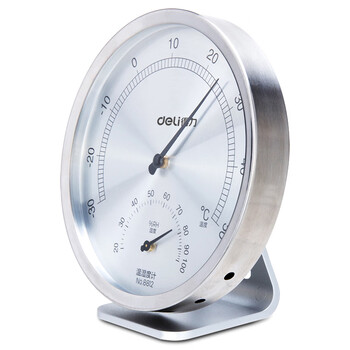 得力(deli)温室内湿度计老人儿童礼物生日礼品 家用办公 圆盘大号婴儿房温湿度表 8812