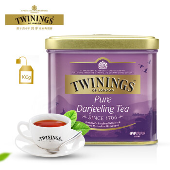 英国川宁(TWININGS)  茶叶 欧式大吉岭 进口红茶 100g听装  进口茶叶散茶 烘焙牛奶茶叶